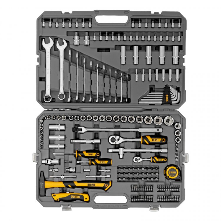 Набор инструментов, 1/2", 1/4", CrV, S2, пластиковый кейс, 194 предмета// Denzel