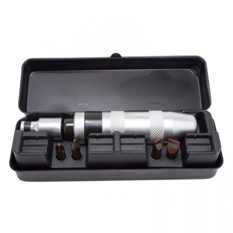 Отвертка ударная с набором бит и адаптером,6пр.1/2"(F)х5/16"(F) (PH2,3х35мм; SL9,11х35мм),в метал. кейсе