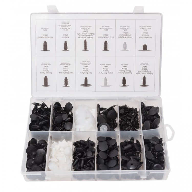 Набор пластиковых крепежей универсальных 340 пр., пластиковом органайзере