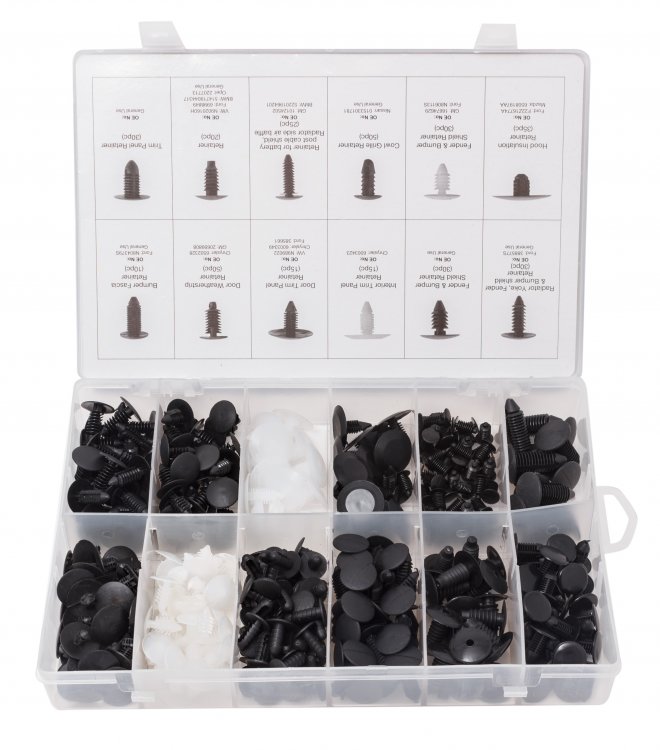 Набор пластиковых крепежей универсальных 340 пр., пластиковом органайзере