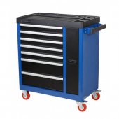 Тележка инструментальная 7-ми полочная с выдвижной перфорированной секцией(970х800х460мм,полки510х400х60мм-5шт, 510х400х130мм-2шт,секция620х410х130мм)