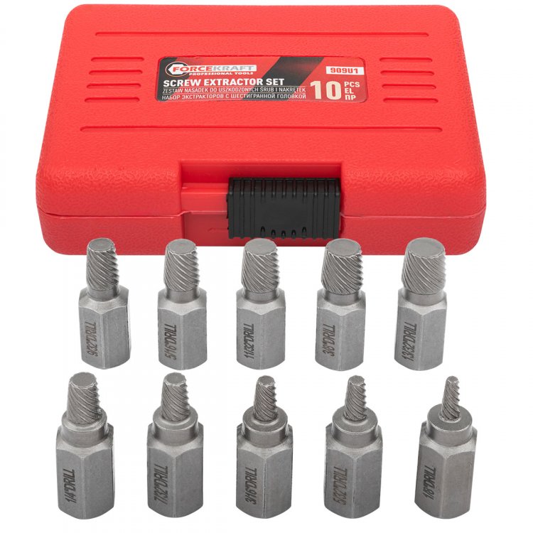Головки-экстракторы для извлечения поврежденных болтов/гаек, набор 10пр.