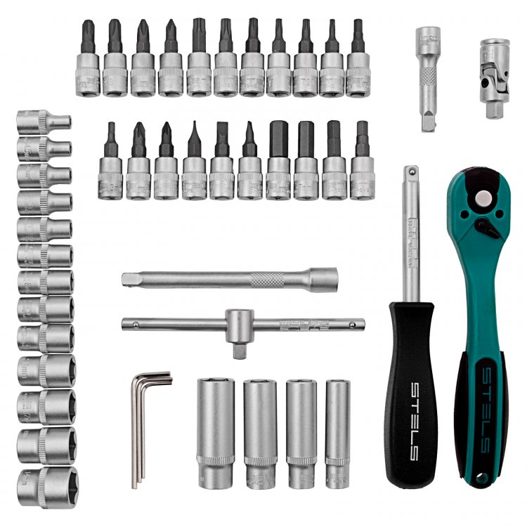 Набор инструментов 1/4", Cr-V, S2, услиленный кейс, 47 предм, Stels Набор инструментов 1/4", Cr-V, S2, услиленный кейс, 47 предм, Stels