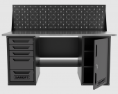 Верстак двухтумбовый дверь/5 ящиков с экраном, серый 1800*700 Garopt, GT1800DY5PP.grey