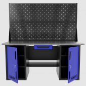 Верстак двухтумбовый с двумя экранами и ящиком, синий 1800*700 Garopt, GT1800DDY1PP2.blue