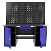 Верстак двухтумбовый с двумя экранами и ящиком, синий 1800*700 Garopt, GT1800DDY1PP2.blue