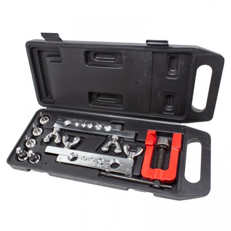Набор для развальцовки трубок 8пр.(5,6,8,10,12,16,19,1/4,3/8,1/2,5/8 две планки с отверстиями под трубки) в кейсе.