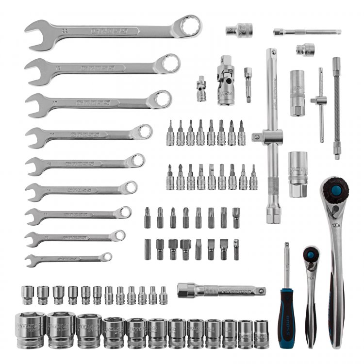 Набор инструментов, 1/4", 1/2", CrV, 120 зубьев, 82 предмета// Gross Набор инструментов, 1/4", 1/2", CrV, 120 зубьев, 82 предмета// Gross
