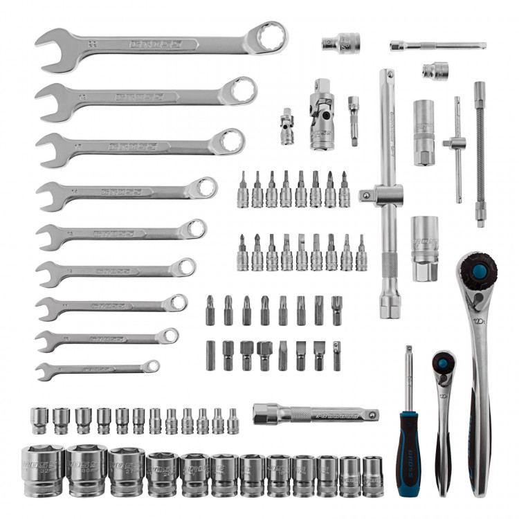 Набор инструментов, 1/4", 1/2", CrV, 120 зубьев, 82 предмета// Gross