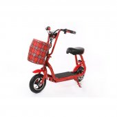 Электросамокат(250Вт (36В);4 Аh;  рама:карбон; max скорость-20 км/ч;пробег на одном заряде-15км; задний дисковый тормоз,красный)