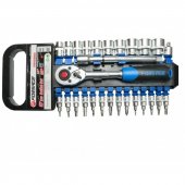 Набор головок и бит с трещоткой 26пр. 6гр 1/4" & 3/8" (10-19мм),в пластиковом держателе
