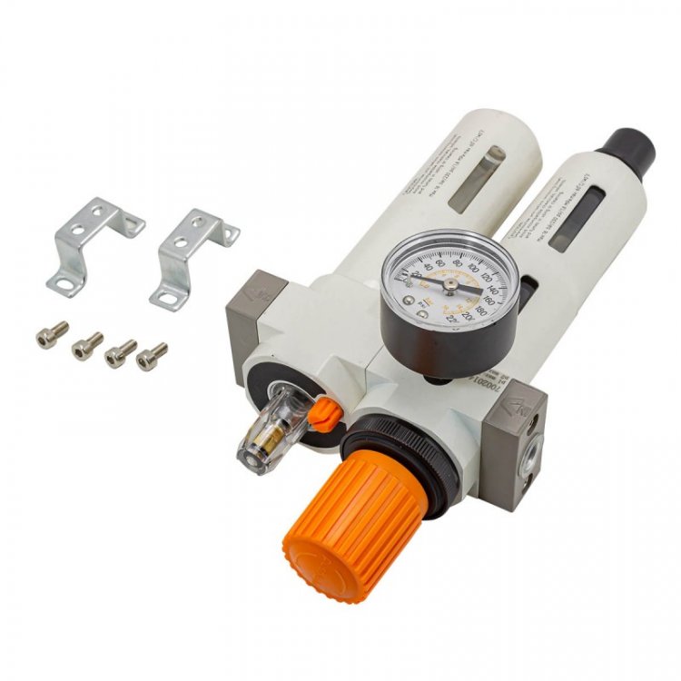 Блок подготовки воздуха "Profi" 1/4"(фильтр-регулятор + лубрикатор) (пропускная способность:1300 л/мин,16bar, температура воздуха: 0° до 60°,5мк) Блок подготовки воздуха "Profi" 1/4"(фильтр-регулятор + лубрикатор) (пропускная способность:1300 л/мин,16bar, температура воздуха: 0° до 60°,5мк)