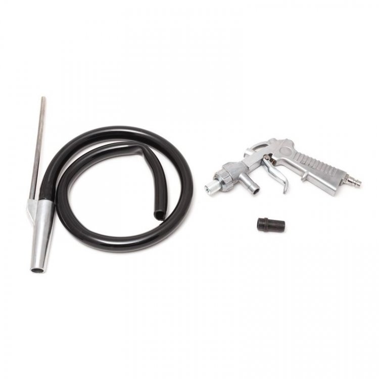 Пневмопистолет пескоструйный шлангового типа (2 сменных сопла, вход 1/4", шланг 1м, расход воздуха 180л/мин, давление 6бар) в блистере Пневмопистолет пескоструйный шлангового типа (2 сменных сопла, вход 1/4", шланг 1м, расход воздуха 180л/мин, давление 6бар) в блистере