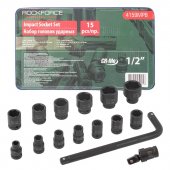 Набор головок ударных, 15пр. 1/2" 6гр.(10,12,13,14,15,17,19,21,22,24,27,30,32мм.вороток Г-образный),в ложементе Набор головок ударных, 15пр. 1/2" 6гр.(10,12,13,14,15,17,19,21,22,24,27,30,32мм.вороток Г-образный),в ложементе