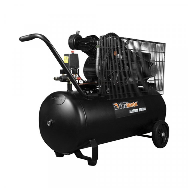 Компрессор масляный ременной AEROMAX 390/100  - Компрессор FOXWELD AEROMAX 390/100 масляный, ременной 7290 предназначен для подачи сжатого воздуха в пневмоинструмент и различное оборудование.   Данная модель проста и удобна в эксплуатации. Прочный ко
