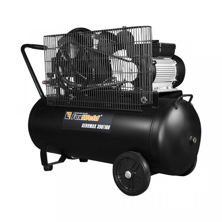 Компрессор масляный ременной AEROMAX 390/100  - Компрессор FOXWELD AEROMAX 390/100 масляный, ременной 7290 предназначен для подачи сжатого воздуха в пневмоинструмент и различное оборудование.   Данная модель проста и удобна в эксплуатации. Прочный ко