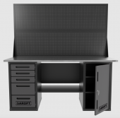 Верстак двухтумбовый дверь/5 ящиков с двумя экранами, серый 1800*700 Garopt, GT1800DY5PP2.grey