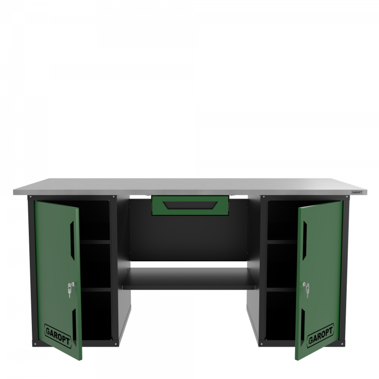 Верстак двухтумбовый с ящиком, зеленый 1800*700 Garopt, GT1800DDY1.green