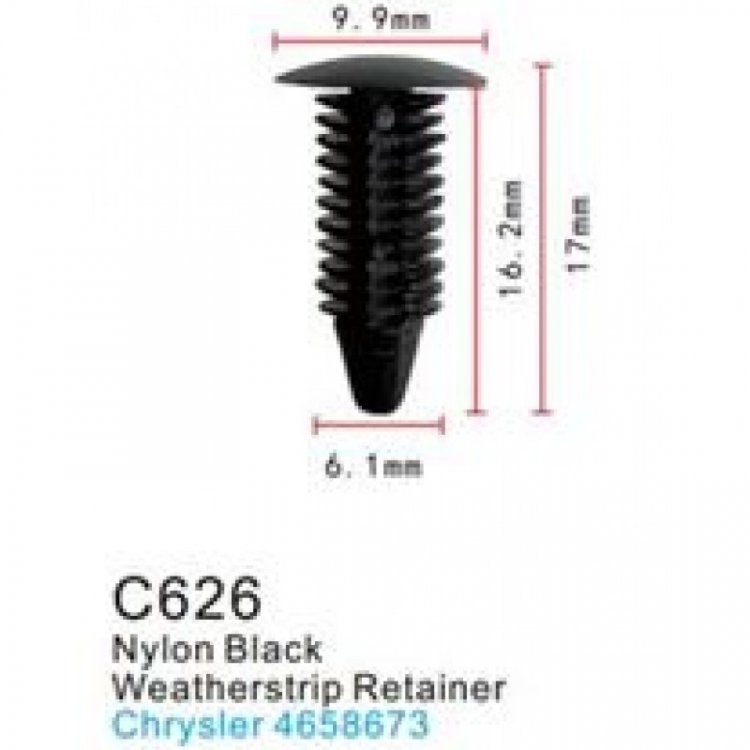 Клипса для крепления внутренней обшивки а/м Крайслер пластиковая (100шт/уп.)