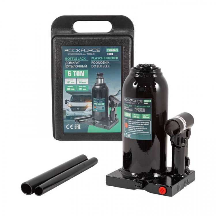 Домкрат бутылочный  6 с клапаномт (высота подхвата-185мм, высота подъема-360мм)в кейсе Домкрат бутылочный  6 с клапаномт (высота подхвата-185мм, высота подъема-360мм)в кейсе