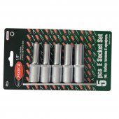 Набор головок глубоких Е-профиль 1/2" 5 пр. (Е10, Е12, Е14, Е16, Е18) на металл.планке Набор головок глубоких Е-профиль 1/2" 5 пр. (Е10, Е12, Е14, Е16, Е18) на металл.планке