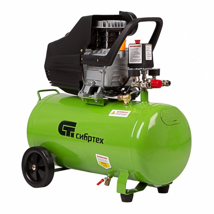 Компрессор воздушный КК-1500/50, 1,5 кВт, 198 л/мин, 50 л, прямой привод, масляный// Сибртех Компрессор воздушный КК-1500/50, 1,5 кВт, 198 л/мин, 50 л, прямой привод, масляный// Сибртех
