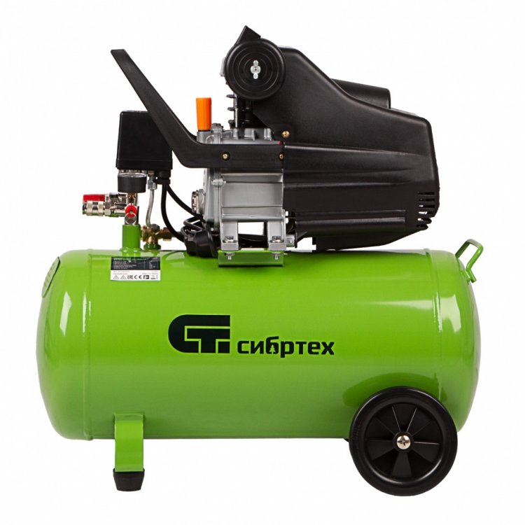 Компрессор воздушный КК-1500/50, 1,5 кВт, 198 л/мин, 50 л, прямой привод, масляный// Сибртех Компрессор воздушный КК-1500/50, 1,5 кВт, 198 л/мин, 50 л, прямой привод, масляный// Сибртех