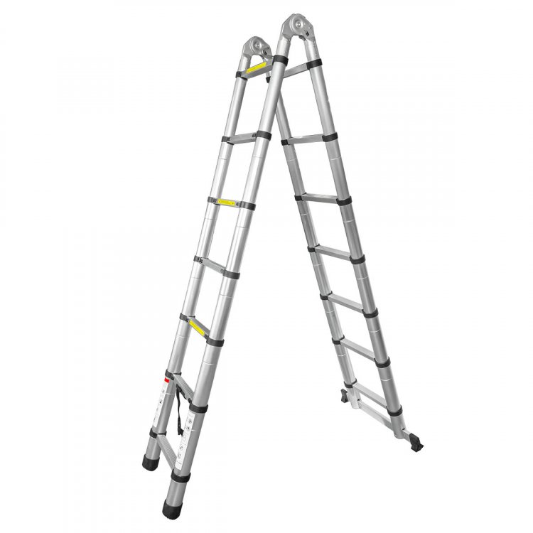Лестница-стремянка телескопическая алюм. бытовая 2.2+2.2м (7+7 ступ.)