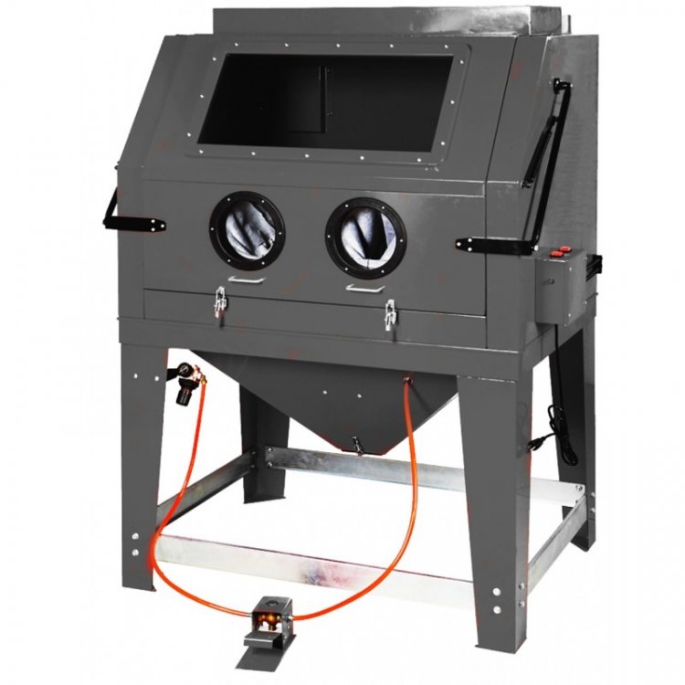 Пескоструйная камера с электродвигателем для очистки воздуха 990л Пескоструйная камера с электродвигателем для очистки воздуха 990л