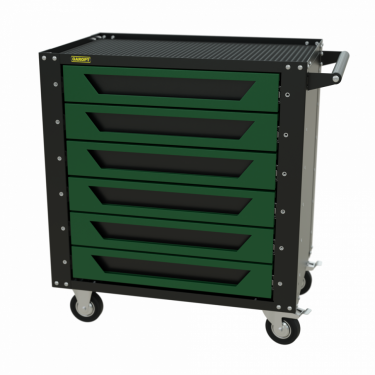 Тележка инструментальная Garopt 6 ящиков Зеленая, Серия "Low-cost" Тележка инструментальная Garopt 6 ящиков Зеленая, Серия "Low-cost"
