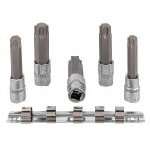 Набор головок-бит Torx 6-лучевых, 5 пр.(Т60,Т70,Т80,Т90,Т100; L-100мм) 1/2", на планке