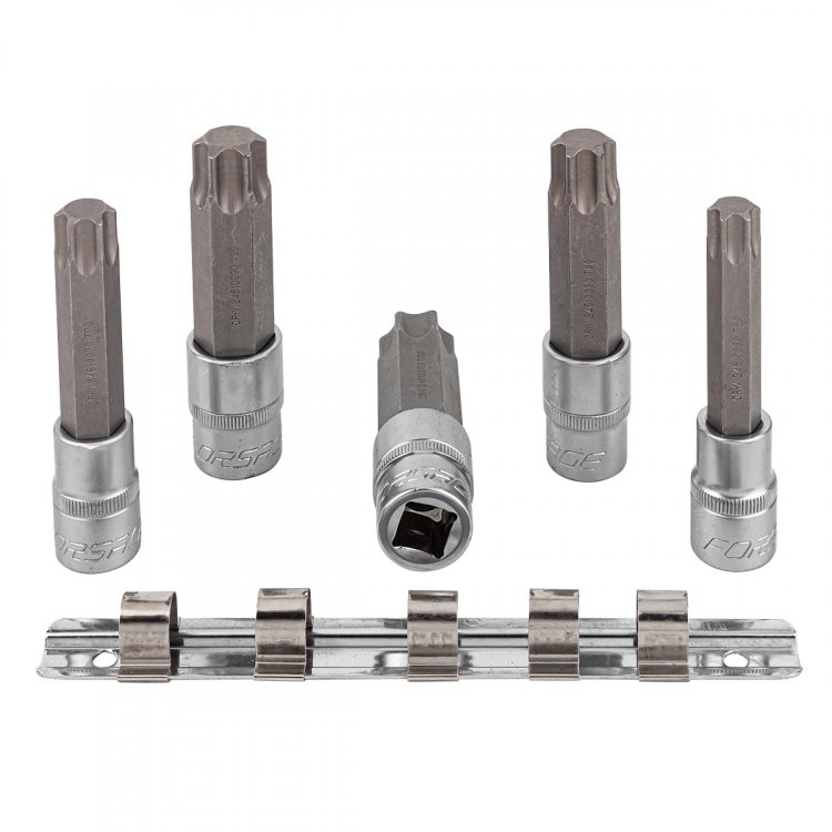 Набор головок-бит Torx 6-лучевых, 5 пр.(Т60,Т70,Т80,Т90,Т100; L-100мм) 1/2", на планке Набор головок-бит Torx 6-лучевых, 5 пр.(Т60,Т70,Т80,Т90,Т100; L-100мм) 1/2", на планке