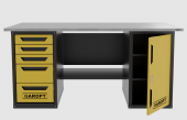 Верстак двухтумбовый дверь/5 ящиков, желтый 1800*700 Garopt, GT1800DY5.yell