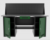 Верстак двухтумбовый с экраном и ящиком, зеленый 1800*700 Garopt, GT1800DDY1PP.green Верстак двухтумбовый с экраном и ящиком, зеленый 1800*700 Garopt, GT1800DDY1PP.green