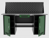 Верстак двухтумбовый с экраном и ящиком, зеленый 1800*700 Garopt, GT1800DDY1PP.green