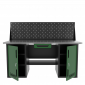 Верстак двухтумбовый с экраном и ящиком, зеленый 1800*700 Garopt, GT1800DDY1PP.green