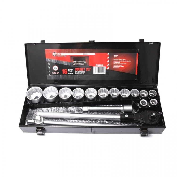 Набор инструментов 16пр. 3/4"(17,19,21,24,27,30,32,33,36,38,41,46,50мм;12гр.), в метал. кейсе