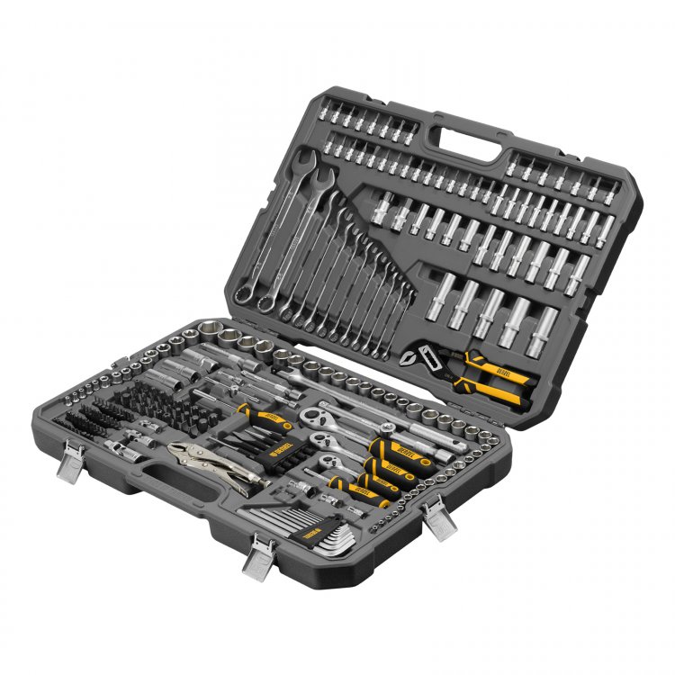 Набор инструментов, 1/2", 3/8", 1/4", CrV, S2, пластиковый кейс, 232 предмета// Denzel Набор инструментов, 1/2", 3/8", 1/4", CrV, S2, пластиковый кейс, 232 предмета// Denzel