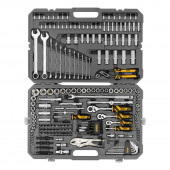 Набор инструментов, 1/2", 3/8", 1/4", CrV, S2, пластиковый кейс, 232 предмета// Denzel