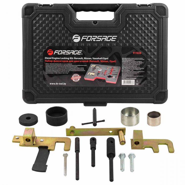 Набор фиксаторов для двигателей 1.5, 1.9, 2.2, 2.5  (Renault, Nissan, Opel), в кейсе "Premium"