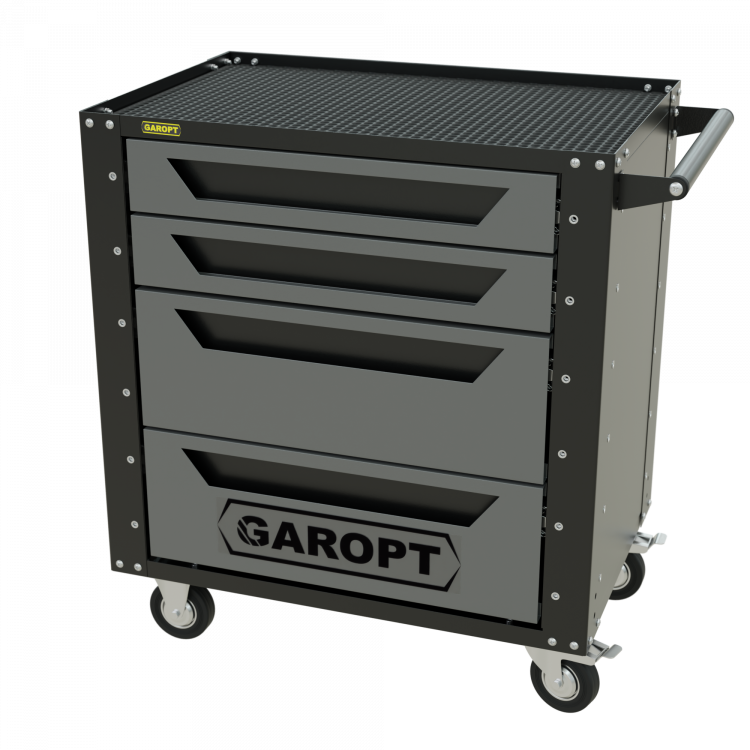 Тележка инструментальная Garopt 4 ящика СЕРАЯ, Серия "Low-cost"
