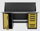 Верстак двухтумбовый дверь/5 ящиков с экраном, желтый 1800*700 Garopt, GT1800DY5PP.yell