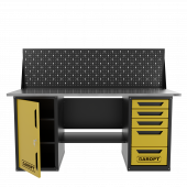 Верстак двухтумбовый дверь/5 ящиков с экраном, желтый 1800*700 Garopt, GT1800DY5PP.yell