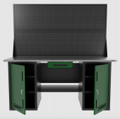 Верстак двухтумбовый с двумя экранами и ящиком, зеленый 1800*700 Garopt, GT1800DDY1PP2.green Верстак двухтумбовый с двумя экранами и ящиком, зеленый 1800*700 Garopt, GT1800DDY1PP2.green