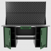 Верстак двухтумбовый с двумя экранами и ящиком, зеленый 1800*700 Garopt, GT1800DDY1PP2.green