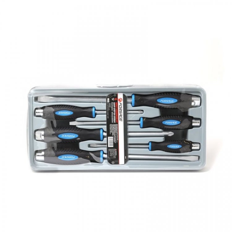 Набор отверток силовых магнитных "Profi" S2, 6пр. (PH:2x100, 3x150мм; SL 5.5х125, 6.5х150, 10х200, 12х200мм)в лотке