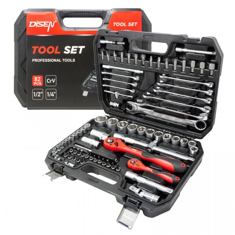 Набор инструментов 82пр.1/4"1/2" (6гр.)(4-32мм) Набор инструментов 82пр.1/4"1/2" (6гр.)(4-32мм)