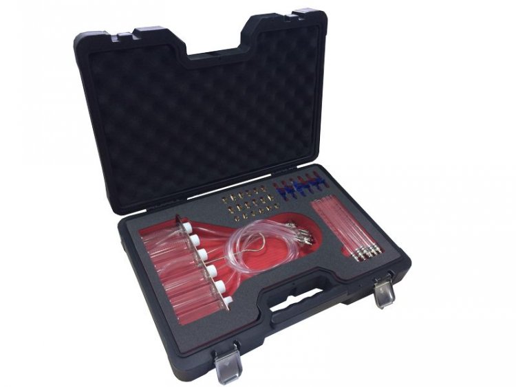 Тестер обратки  дизельных форсунок системы Common Raill с комплектом адаптеров, в кейсе "Premium"