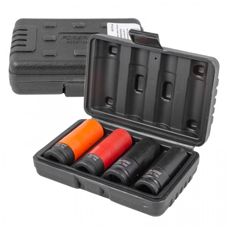 1/2"Набор головок ударных тонкостенных 4 пр.(17,19+17.19 в защитном кожухе ) 6гр.сталь повышенной прочности 440SCM