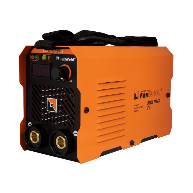 Сварочный аппарат UNO MMA 200 - Цифровой дисплей. Горячий старт, форсаж дуги, антизалипание. MMA, панельные розетки 35 мм2, напряжение питания: 220В±15%, Диапазон сварочного тока: 20-200А, ПВ: 100%, ремень для переноски, комплектация: кабели 3 м, эле Сварочный аппарат UNO MMA 200 - Цифровой дисплей. Горячий старт, форсаж дуги, антизалипание. MMA, панельные розетки 35 мм2, напряжение питания: 220В±15%, Диапазон сварочного тока: 20-200А, ПВ: 100%, ремень для переноски, комплектация: кабели 3 м, эле